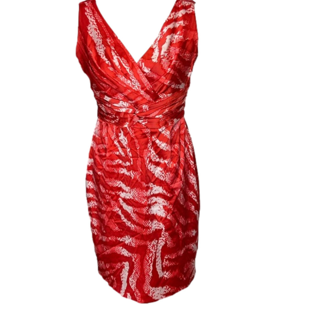 Kay Unger Coral Silk Blend Dress 8